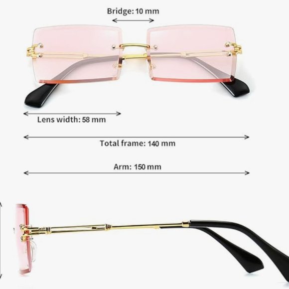 Dollger Rimless Rectangle Sunglasses - Picture 3 of 4